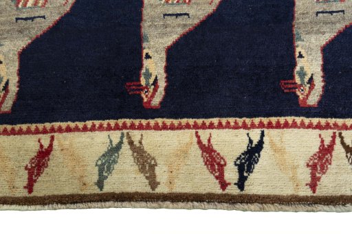Central medallion detail of 2000s Persian Gabbeh rug from Iran / Persia