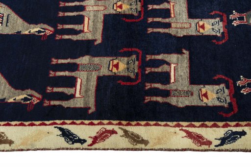 Close-up detail of 2000s Persian Gabbeh rug from Iran / Persia showing Wool weave