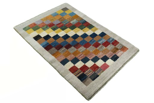 Close-up detail of 2000s Persian Gabbeh rug from Iran / Persia showing Wool weave