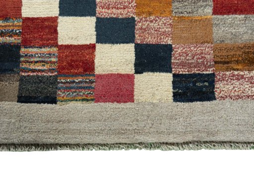 Central medallion detail of 2000s Persian Gabbeh rug from Iran / Persia