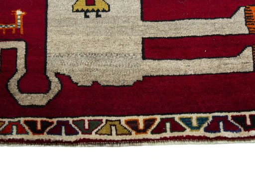 Central medallion detail of 2000s Persian Gabbeh rug from Iran / Persia