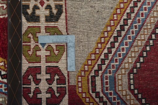 Close-up detail of 2000s Persian Gabbeh rug from Iran / Persia showing Wool weave
