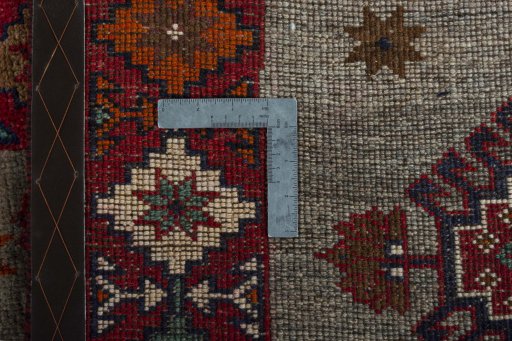 Close-up detail of 2000s Persian Gabbeh rug from Iran / Persia showing Wool weave