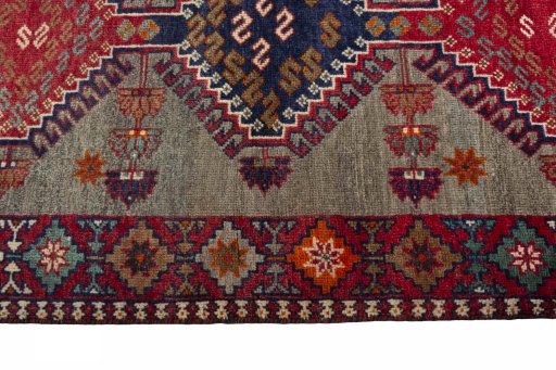 Close-up detail of 2000s Persian Gabbeh rug from Iran / Persia showing Wool weave