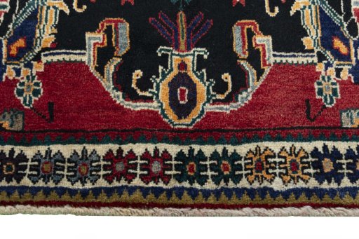 Close-up detail of 2000s Persian Gabbeh rug from Iran / Persia showing Wool weave