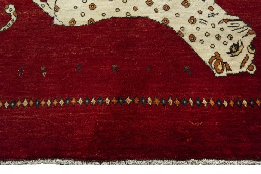 Central medallion detail of 2000s Persian Gabbeh rug from Iran / Persia