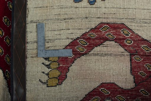 Close-up detail of 2000s Persian Gabbeh rug from Iran / Persia showing Wool weave