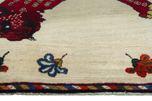Central medallion detail of 2000s Persian Gabbeh rug from Iran / Persia