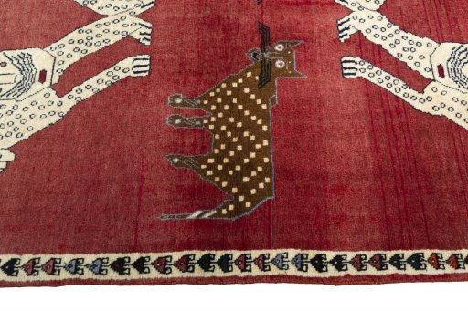 Close-up detail of 2000s Persian Gabbeh rug from Iran / Persia showing Wool weave