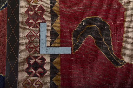 Close-up detail of 2000s Persian Gabbeh rug from Iran / Persia showing Wool weave