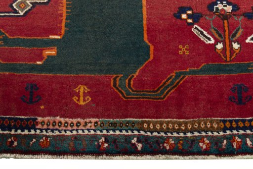 Central medallion detail of 2000s Persian Gabbeh rug from Iran / Persia