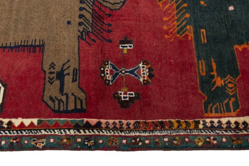 Close-up detail of 2000s Persian Gabbeh rug from Iran / Persia showing Wool weave