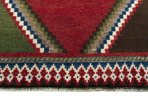 Central medallion detail of 2000s Persian Gabbeh rug from Iran / Persia