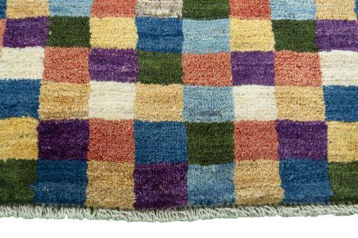 Central medallion detail of 2000s Persian Gabbeh rug from Iran / Persia