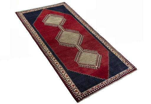 Close-up detail of 2000s Persian Gabbeh rug from Iran / Persia showing Wool weave