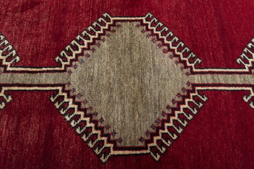 Central medallion detail of 2000s Persian Gabbeh rug from Iran / Persia