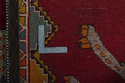 Close-up detail of 2000s Persian Gabbeh rug from Iran / Persia showing Wool weave