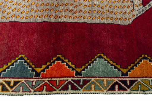 Close-up detail of 2000s Persian Gabbeh rug from Iran / Persia showing Wool weave