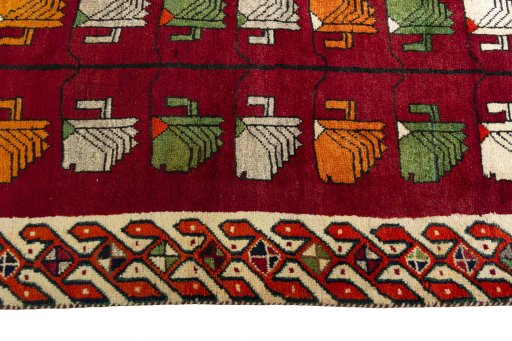 Close-up detail of 2000s Persian Gabbeh rug from Iran / Persia showing Wool weave