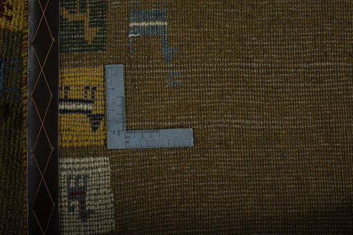 Close-up detail of New Persian Gabbeh rug from Iran / Persia showing Wool weave