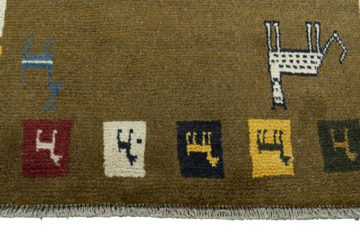 Central medallion detail of New Persian Gabbeh rug from Iran / Persia