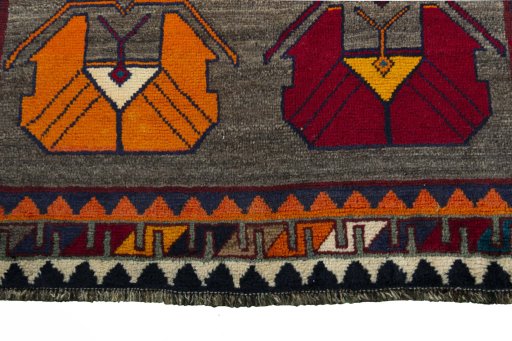 Central medallion detail of 2000s Persian Gabbeh rug from Iran / Persia