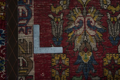 Close-up detail of 2000s Persian Gabbeh rug from Iran / Persia showing Wool weave