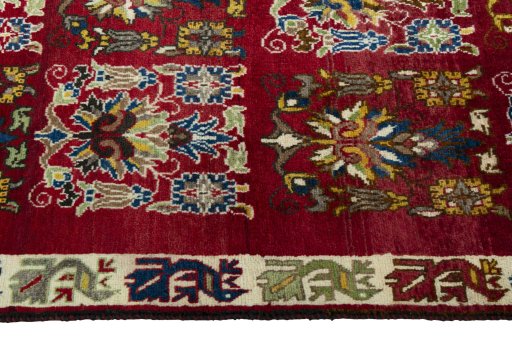 Close-up detail of 2000s Persian Gabbeh rug from Iran / Persia showing Wool weave