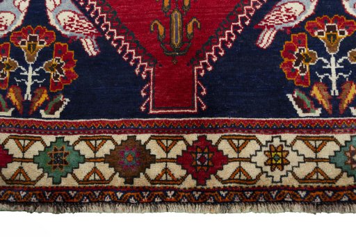 Close-up detail of 2000s Persian Gabbeh rug from Iran / Persia showing Wool weave