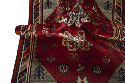 Close-up detail of 2000s Persian Gabbeh rug from Iran / Persia showing Wool weave