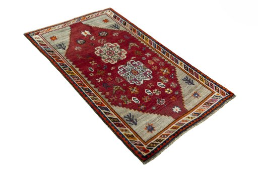 Close-up detail of 2000s Persian Gabbeh rug from Iran / Persia showing Wool weave