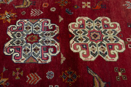 Central medallion detail of 2000s Persian Gabbeh rug from Iran / Persia
