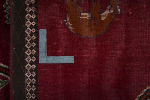Close-up detail of 2000s Persian Gabbeh rug from Iran / Persia showing Wool weave