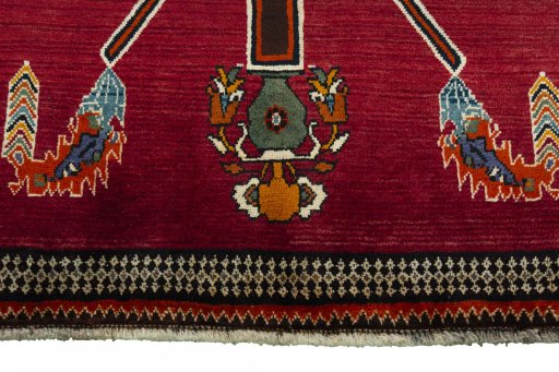 Central medallion detail of 2000s Persian Gabbeh rug from Iran / Persia
