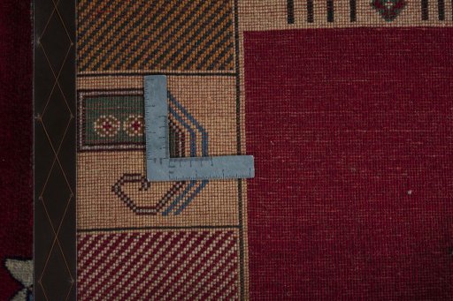 Close-up detail of 2000s Persian Gabbeh rug from Iran / Persia showing Wool weave