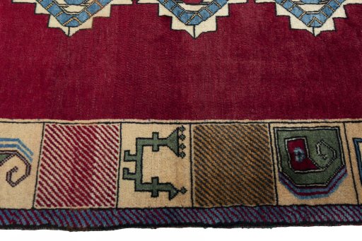 Close-up detail of 2000s Persian Gabbeh rug from Iran / Persia showing Wool weave