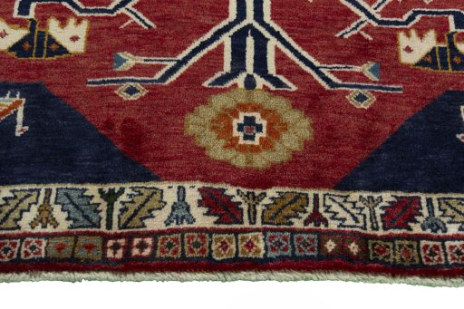 Central medallion detail of 2000s Persian Gabbeh rug from Iran / Persia