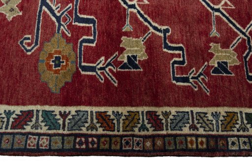 Close-up detail of 2000s Persian Gabbeh rug from Iran / Persia showing Wool weave