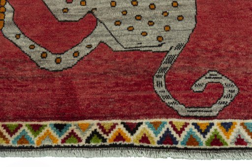 Central medallion detail of 2000s Persian Gabbeh rug from Iran / Persia