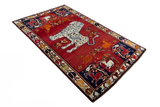 Close-up detail of 2000s Persian Gabbeh rug from Iran / Persia showing Wool weave