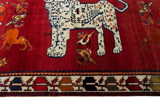 Close-up detail of 2000s Persian Gabbeh rug from Iran / Persia showing Wool weave