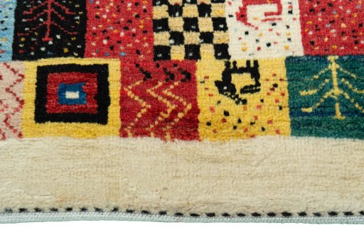 Central medallion detail of New Persian Gabbeh rug from Iran / Persia