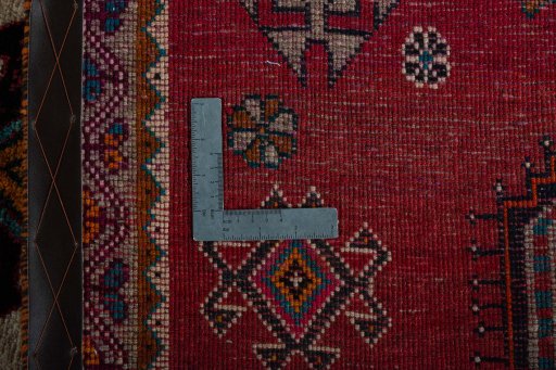 Close-up detail of 2000s Persian Gabbeh rug from Iran / Persia showing Wool weave