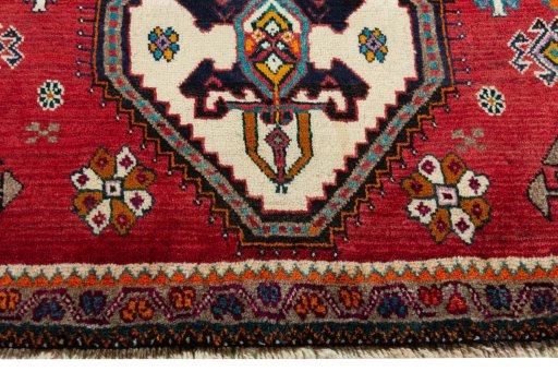Central medallion detail of 2000s Persian Gabbeh rug from Iran / Persia