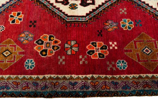 Close-up detail of 2000s Persian Gabbeh rug from Iran / Persia showing Wool weave