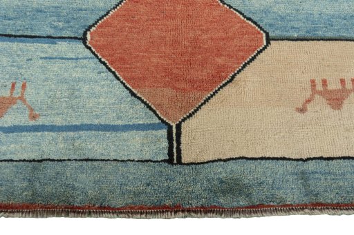Central medallion detail of 2000s Persian Gabbeh rug from Iran / Persia