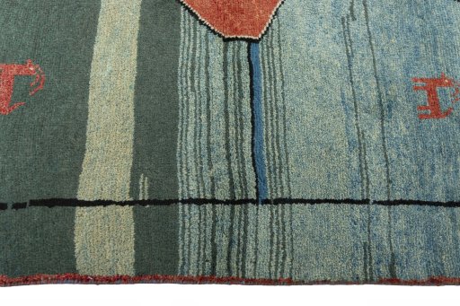 Close-up detail of 2000s Persian Gabbeh rug from Iran / Persia showing Wool weave