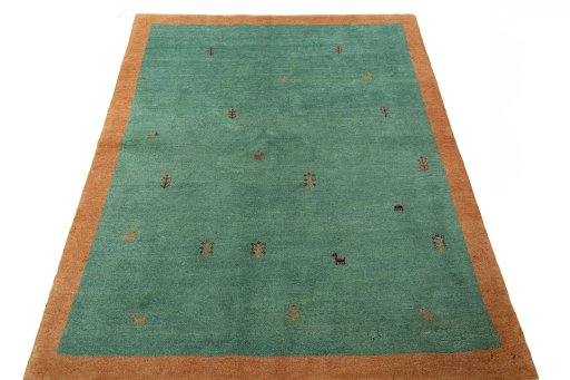 Surface texture of New Persian Gabbeh rug with natural Wool and intricate pattern