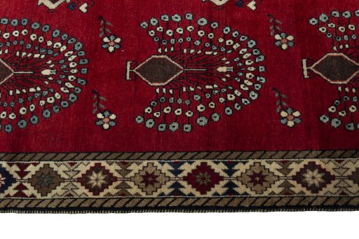 Close-up detail of 2000s Persian Gabbeh rug from Iran / Persia showing Wool weave