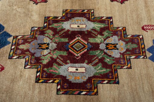 Central medallion detail of 2000s Persian Gabbeh rug from Iran / Persia